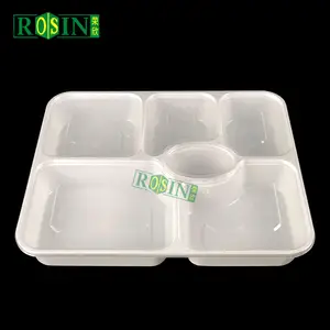 6 Compartments Microwave Safe Disposable Reusable Takeaway Bento Lunch Box Plastic Food Meal Prep Container With Lid