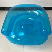 Canapé gonflable bleu transparent moderne et confortable avec accoudoirs, fauteuil portable en PVC pour adulte, siège paresseux pour balcon et extérieur