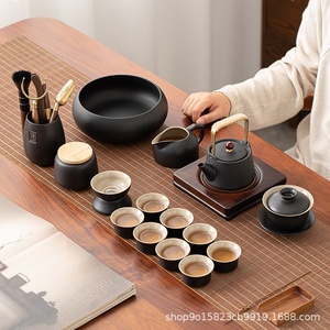 공장 맞춤형 검정 세라믹 산차이 쿵푸 차 세트 (가이 볼 티컵 포함) 가정 및 사무실용 - Product Image 4