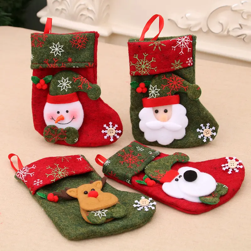 Hot Selling Christmas Kids Decorative Socks Christmas Kids Printed Gift Bag Stocking
