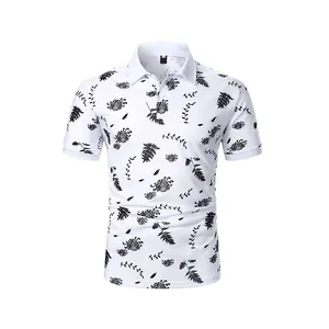 Polo de golf rétro à imprimé floral pour hommes, t-shirt à la mode avec logo personnalisé