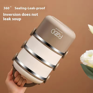 Stainless Steel Portable Insulated Thermal <b>Lunch</b> <b>Box</b> Heatable Leak Proof <b>Stackable</b> Food Container Set for Adults - Product Image 5