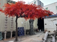 Arbre d'érable artificiel rouge à feuilles simples, écologique, fait main, durable, de 350 cm, pour aménagement mural et d'angle - En promotion