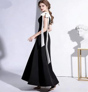 Nuovo <span class=keywords><strong>Abito</strong></span> da Sera Estivo Elegante da <span class=keywords><strong>Donna</strong></span>, Semplice Monospalla con Nastri, Linea ad A, Lunghezza alla Caviglia, per Cerimonie di <span class=keywords><strong>Laurea</strong></span> e Feste - Product Image 4