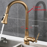 Robinet de cuisine classique en laiton avec double poignée, mitigeur mural eau chaude et froide pour salles de bain de style européen