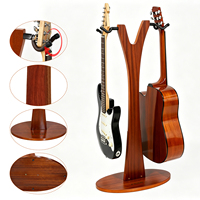 Support de Guitare Double en Bois de Sapele Personnalisé en Usine, Présentoir sur Pied pour Guitares Électriques, Acoustiques et Classiques, OEM ODM