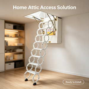 <span class=keywords><strong>Escalera</strong></span> plegable moderna <span class=keywords><strong>de</strong></span> aluminio para acceso al ático <span class=keywords><strong>con</strong></span> escalones retráctiles, diseño que ahorra espacio, capacidad <span class=keywords><strong>de</strong></span> carga <span class=keywords><strong>de</strong></span> 300 kg. - Product Image 3