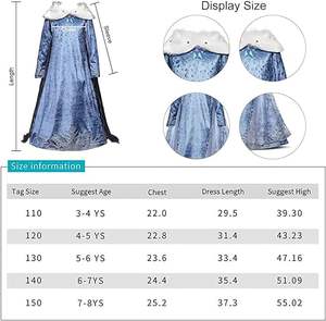 Costume de princesse pour filles, déguisement de <span class=keywords><strong>reine</strong></span> <span class=keywords><strong>des</strong></span> <span class=keywords><strong>neiges</strong></span> pour Noël, fête d'anniversaire, robe de couronnement - Product Image 6