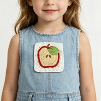 Applique carrée de fruits de 7 cm, tissée à la machine, imitation crochet fait main, à coudre pour chapeaux et poches de vêtements, accessoires DIY