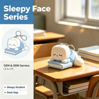 Porte-clés en peluche de personnage étudiant endormi, figurine d'étude fatiguée en peluche