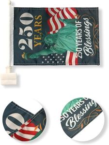 Drapeau de fenêtre de voiture avec mât pour défilé, 250 ans d'indépendance américaine 2026 - Product Image 4