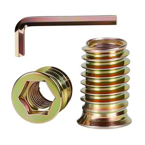 Zinc Plated <strong>Threaded</strong> Inserts Nuts Assortment Tool Kit 11 Sizes Metric M4/M5/M6/M8/M10 Hex Socket Drive Furniture Screw-in <strong>Wood</strong> - Product Image 1