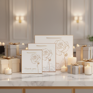 ถุงกระดาษคราฟท์ราคาประหยัด พิมพ์โลโก้สีตามสั่ง ปั๊มร้อน พร้อมหูหิ้วแบบเชือกริบบิ้น สำหรับใส่สินค้าช้อปปิ้ง - Product Image 5