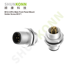 M12 קוד מחבר לוח 5pin גברית ריתוך לוח שקע עבור מנעול אחורי התקנה הקדמי עבור יישום וחלל