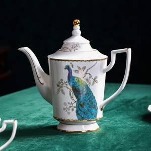 Low Price Discount European Luxury Peacock Pattern Afternoon Tea Ceramic Tea <b>Set</b> - Product Image 5