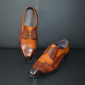 Chaussures Oxford de bureau pour hommes de haute qualité à bout carré avec lacets réglables, légères, antidérapantes, respirantes, en cuir véritable - Product Image 6