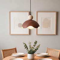 Lampe suspendue moderne en bois avec accent en pierre naturelle pour salle à manger, îlot de cuisine, restaurant
