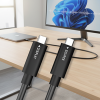 Kabel USB Pengisian Cepat 32G/s Tipe-C DP1.4/4-Lane Optik Aktif 20V 3A PVC Hybrid AOC untuk Video