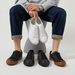 Nouvelles baskets respirantes pour homme, chaussures de sport décontractées en cuir blanc, plates, fabriquées en usine - Product Image 4