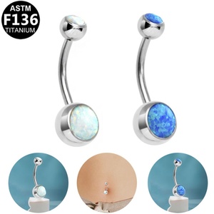 Anillos de Ombligo de Ópalo Premium Gaby, Joyería de Perforación de Titanio G23, Anillo de Ombligo de 14G para Mujer, Venta al por Mayor - Product Image 1