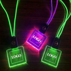 Lighting Wedding Decoration Neo Sign Rechargeable Usb Flash Promotional <b>Light</b> up Name Badge <b>Led</b> Lanyard Acrylic Work Tag <b>Bar</b> - Product Image 3