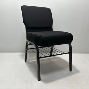 Sillas de Iglesia acolchadas duraderas al por mayor, silla de pastor con marco de metal, estantería personalizable, sillas de iglesia de auditorio negras - Product Image 1