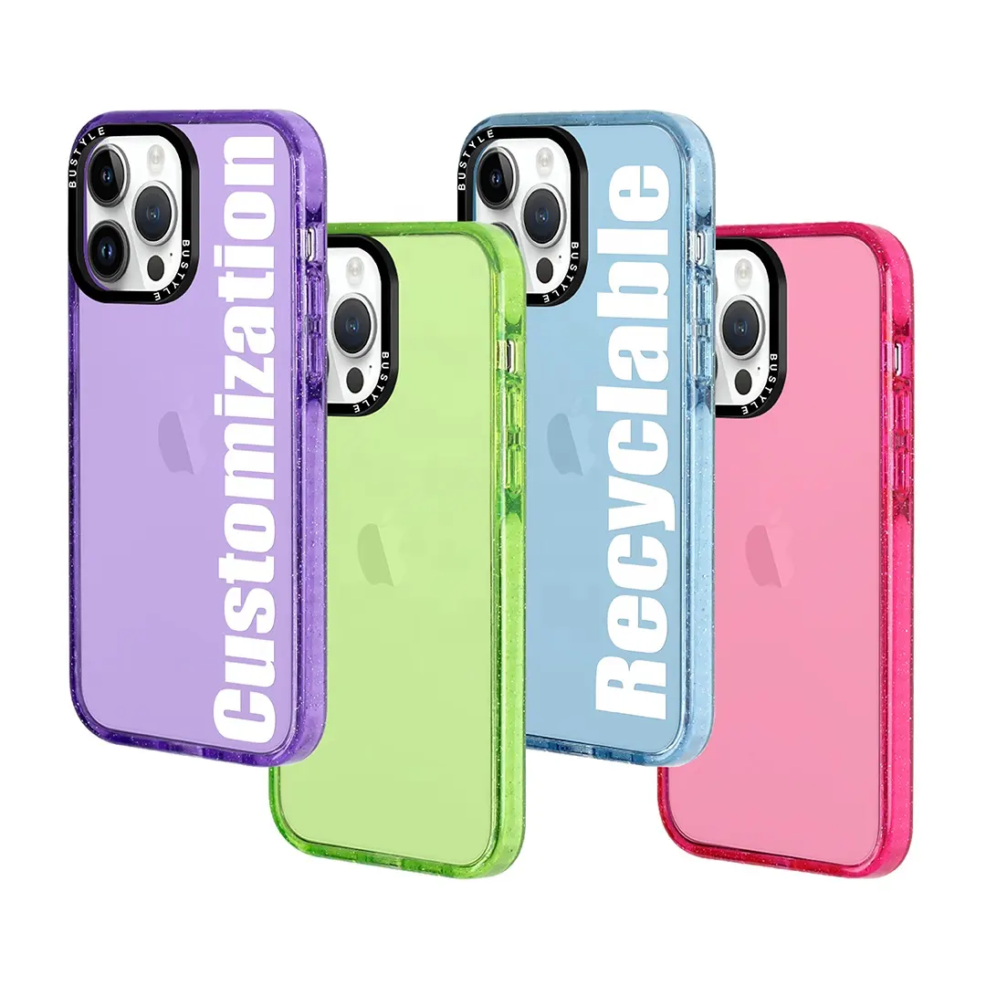 女性のファッションカラーのための最新のiPhone15のリサイクルプラスチック携帯電話ケースカスタム印刷のためのアンチイエローiPhoneケースプレーン