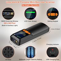 Escáner de Códigos de Barras 2D QR 1D MINI Portátil con Pantalla LCD y Teclado de Configuración para Tablet, iPhone, iPad, Android, IOS, PC, POS
