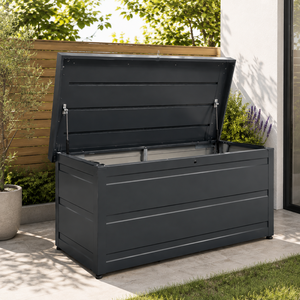 <span class=keywords><strong>Coffre</strong></span> de <span class=keywords><strong>rangement</strong></span> extérieur en acier pour jardin, avec couvercle relevable, facilement assemblable, capacité 450L, pour coussins de patio, meubles, outils, <span class=keywords><strong>piscine</strong></span> - Product Image 3
