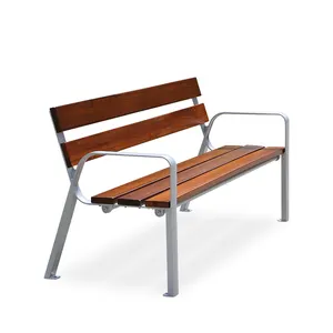 New Product Design Solid Wood Memorial Outdoor Bench With High Quality Aluminum Armrests For Town Park