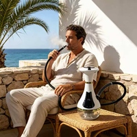 Chicha électronique arabe en métal avec LED, rechargeable, accessoires de bar avec contrôle automatique de la température, charbon et pâte à chicha