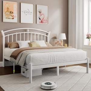 Simple Beauty Arch Dormitorio en forma <span class=keywords><strong>de</strong></span> <span class=keywords><strong>puente</strong></span> Plataforma blanca Marco <span class=keywords><strong>de</strong></span> cama <span class=keywords><strong>de</strong></span> hierro Cama <span class=keywords><strong>de</strong></span> almacenamiento <span class=keywords><strong>de</strong></span> metal <span class=keywords><strong>de</strong></span> tamaño Queen con cabecero - Product Image 3