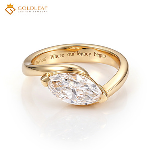 Bague de mariage pour femme en or plaqué 14 carats, diamant de laboratoire taille marquise D VVS1 VS2, personnalisée par Goldleafgem - Product Image 1