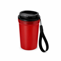 Gobelet à café en PP de 400 ml avec couvercle à clapet et cordon, logo personnalisé, léger (115 g), mug de voyage, vente en gros de mugs à café en plastique
