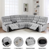 VANBOW Komfortables Stoff-6-Sitzer Modulares Relaxsofa Eckgarnitur für Wohnzimmer