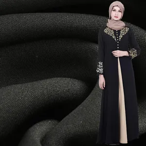 Tissu de dubaï arabe nida à jet noir 100% polyester, tissu coréen internet pour abaya