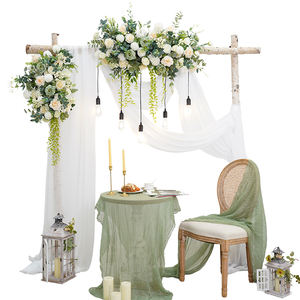 A8951 Mori Vert Saule <span class=keywords><strong>Champagne</strong></span> Rose <span class=keywords><strong>Blanc</strong></span> Berry Accrocher Fleur Rangée Mariage Toile <span class=keywords><strong>de</strong></span> Fond Décor Arrangement Floral Événement Banquet Prop - Product Image 1