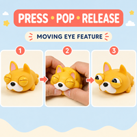 Jouet Squishy en Vinyle en forme de Boulette Vapeur dans un Étui Rond, Modèle Chiot Froncé, Couleur Surprise, Cadeau Nouveauté pour les 14 ans et plus, Couleurs Assorties
