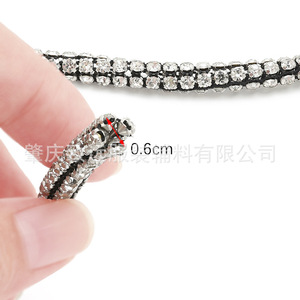 Cordón de diamantes de imitación de 3 mm y 4 filas, cuerda blanca y negra con engaste de garra, accesorios de joyería DIY para ropa, zapatos y bolsos - Product Image 3