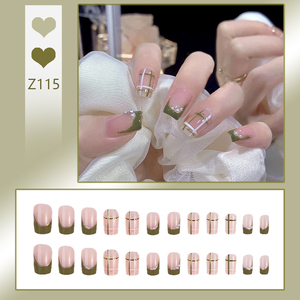 Faux <span class=keywords><strong>ongles</strong></span> carrés <span class=keywords><strong>vert</strong></span> <span class=keywords><strong>olive</strong></span> minimalistes en ABS pour presser, à coller, adaptés au bureau, vente en gros - Product Image 6