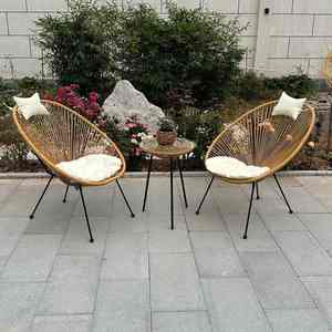 Ensemble de chaises <span class=keywords><strong>Acapulco</strong></span> en rotin avec cadre en métal pour patio et jardin extérieur - Product Image 1