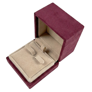 Low MOQ Customized Square Microfiber Covered Multifunctional Jewelry Ring <strong>Earing</strong> <strong>Box</strong> with Double-Sided Inserts with Pouch - Product Image 2