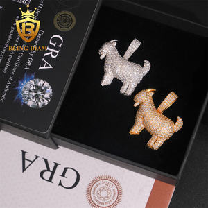 Perhiasan Hip Hop Model Kambing Bertabur Batu Moissanite Perak 925, Liontin Hewan, Promo <span class=keywords><strong>Fashion</strong></span>, dengan Sertifikat GRA - Product Image 4