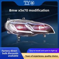 Conjunto de Faros Delanteros X5 2007-2013, Modelo E70, Actualización con Lentes de Proyector LED, Luces de Circulación Diurna con Borde Azul, Señales de Giro, 55W de Alta Potencia