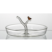 Vaisselle de cuisine décorative, petit oiseau, service sur branche, assiette de service, en verre Borosilicate transparent, sur mesure, 8 pièces