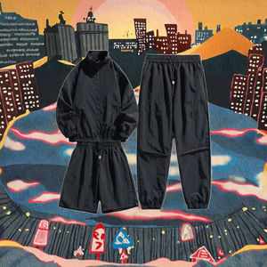 Conjunto personalizado de tres piezas para hombre estilo Hip Hop deportes Casual estampado otoño camisetas de gran tamaño pantalones cortos ropa deportiva transpirable - Product Image 2