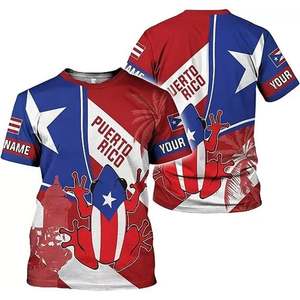 Camiseta con el Símbolo del Escudo de Armas de Puerto <span class=keywords><strong>Rico</strong></span>, Estilo Bandera de Puerto <span class=keywords><strong>Rico</strong></span>, con la Cruz de la Cruz de la Trinidad, al por Mayor, Negra y Blanca, para <span class=keywords><strong>Hombre</strong></span> - Product Image 4