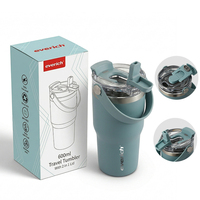 Gobelet de voyage isotherme en acier inoxydable avec logo personnalisé, 600 ml, 900 ml, à double paroi, avec poignée, anti-fuite