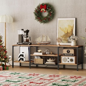 Mobile <span class=keywords><strong>TV</strong></span> Moderno per Soggiorno con Prese Elettriche fino <span class=keywords><strong>a</strong></span> 75 Pollici, Consolle in Legno con Ripiani Aperti e Armadietto - Product Image 4