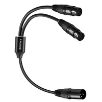 Bochara 3pin XLR Male ke Dual Female Y kabel Splitter Foil + jalinan terlindung untuk mikrofon Mixer Amplifier 50cm 1.5m 3m